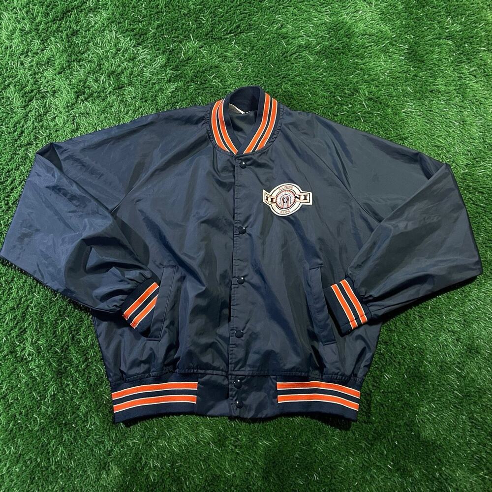 Vintage 90s Chalk Line Illinois Fighting Illini Satin Bomber Jacket XL USA